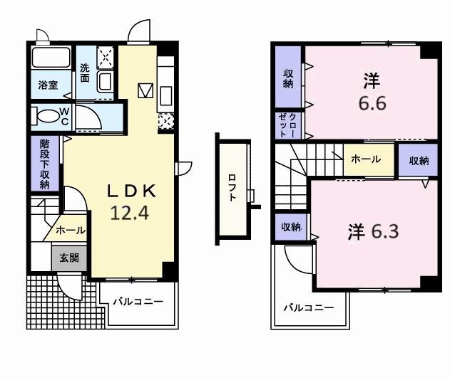 セレーノ城北(2LDK/1階)の間取り写真