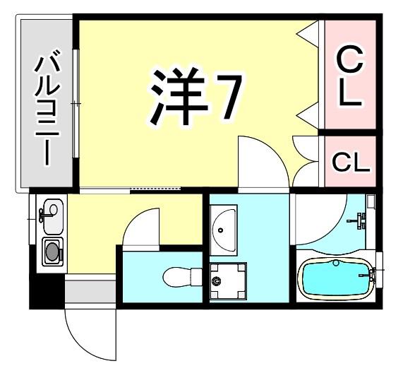 ストリーム・モンド(1K/1階)の間取り写真