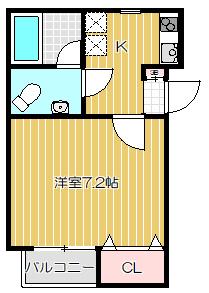 イーストコートII(1K/2階)の間取り写真