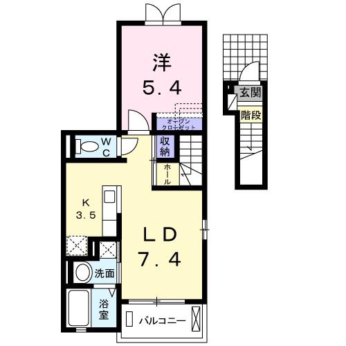 ピュアライフ(1LDK/2階)の間取り写真