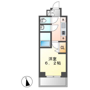 プレサンス広小路通今池(1K/4階)の間取り写真