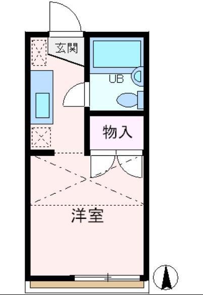 ウィートピア春日部(ワンルーム/2階)の間取り写真