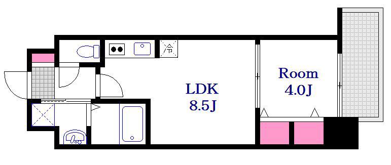 S-RESIDENCE本川町AFFORD(1LDK/9階)の間取り写真