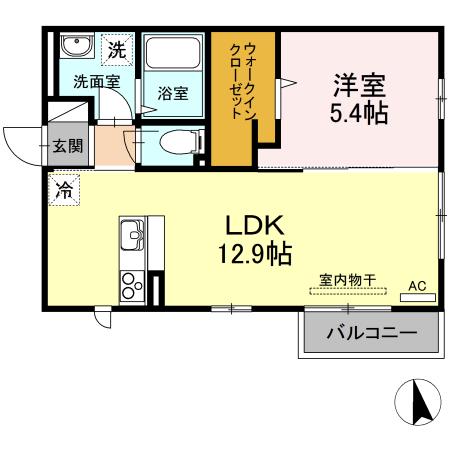 パルト ルミエール(1LDK/2階)の間取り写真