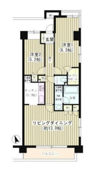 ラヴィーン等々力(2LDK/2階)の間取り写真