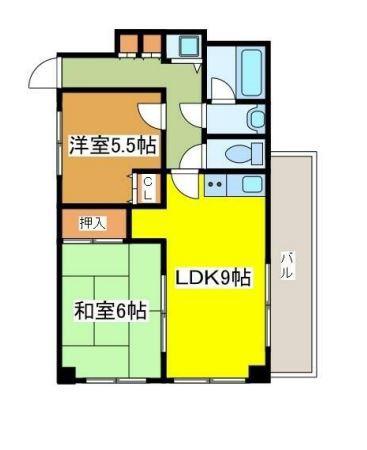 ローズマンション白糸台第3(2LDK/3階)の間取り写真