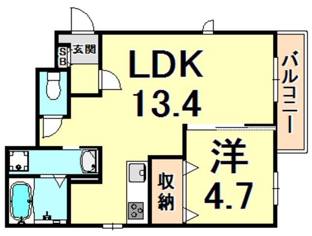 リタ・フレール一番町(1LDK/2階)の間取り写真
