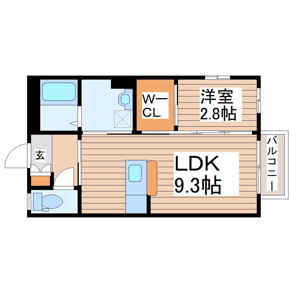 タウンコート黒松(1LDK/1階)の間取り写真