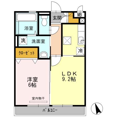 メゾン木棉葉(1LDK/1階)の間取り写真