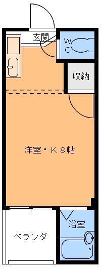 サンハイツ(ワンルーム/2階)の間取り写真