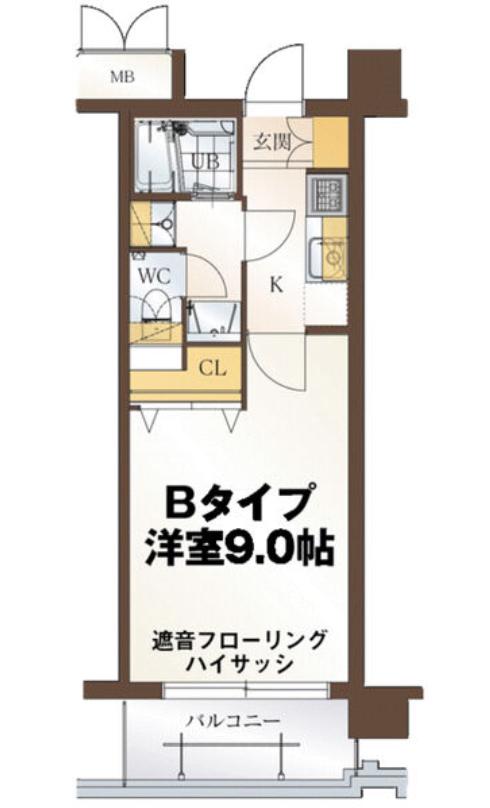 リビングステージ広瀬川(1K/3階)の間取り写真