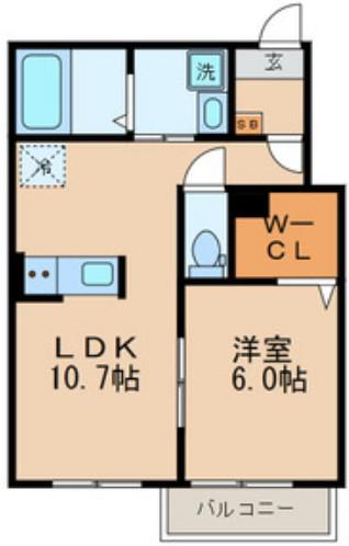 シャンティ芦花(1LDK/2階)の間取り写真
