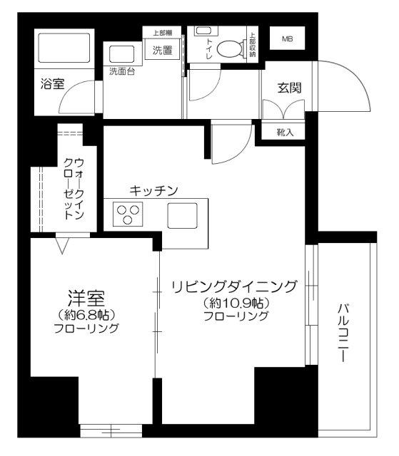 CREVISTA元浅草(1LDK/4階)の間取り写真