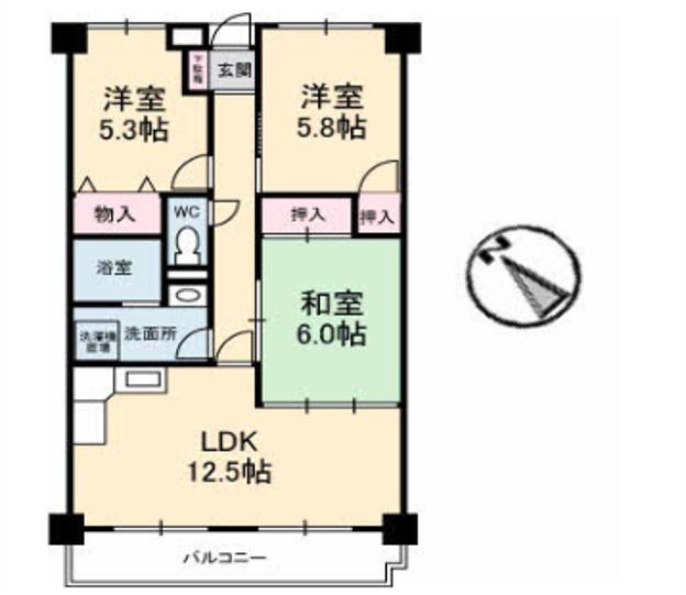 ヴィラ・クラマス(3LDK/3階)の間取り写真