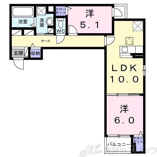 エアリーV(2LDK/1階)の間取り写真