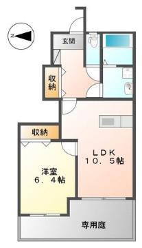 メゾンアシューレ(1LDK/1階)の間取り写真
