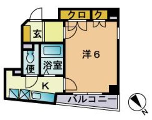 ビバーチェ天神(1K/5階)の間取り写真
