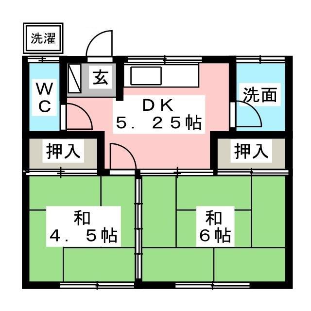 サニーハイツB(2DK/2階)の間取り写真