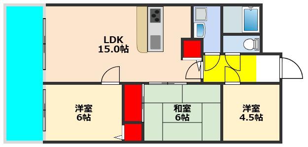 フローラーなかじま(3LDK/7階)の間取り写真