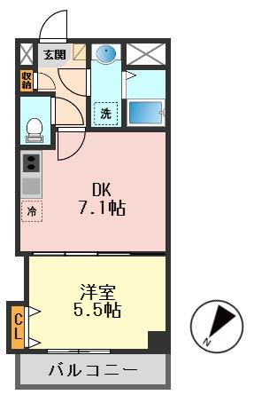 HAKOBUNE(1DK/4階)の間取り写真