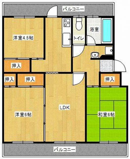 ユートピア真崎A棟(3LDK/3階)の間取り写真