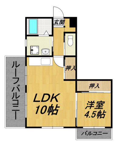 牧の原ハイツ(1LDK/5階)の間取り写真