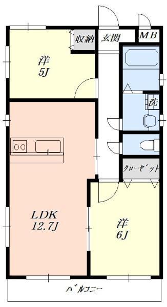 コスモグリーンヒル(2LDK/1階)の間取り写真