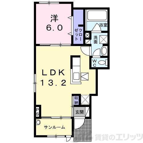 エテルネル アンジュ I(1LDK/1階)の間取り写真