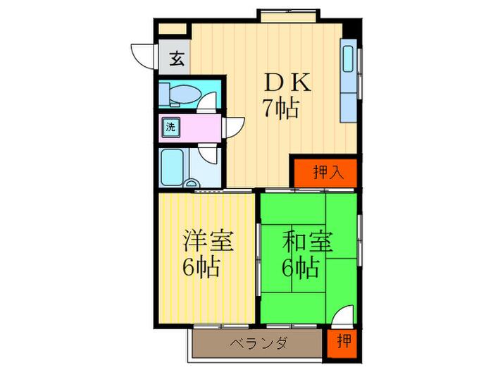 アーバンライフ大塚(2DK/3階)の間取り写真