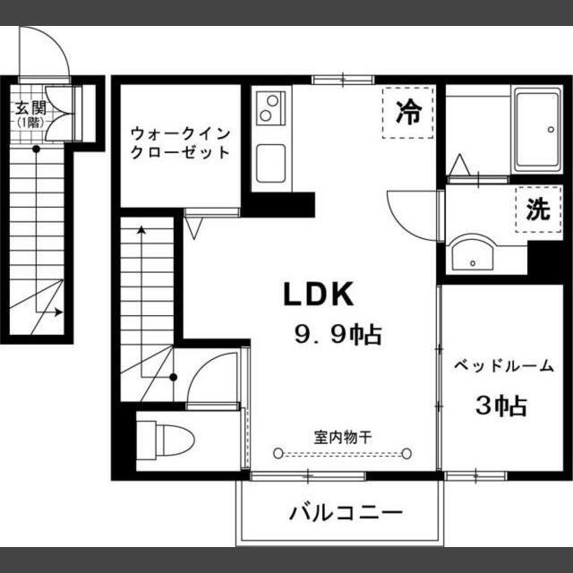 クレセントハウスC(1LDK/2階)の間取り写真