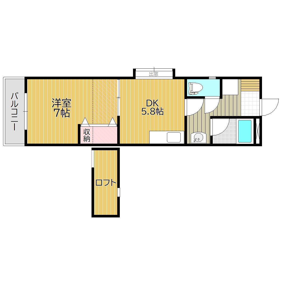 ESPASE東古松(1DK/4階)の間取り写真