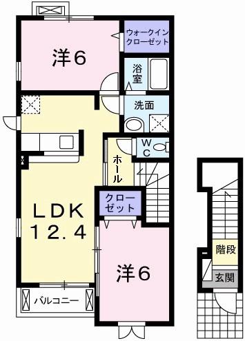 ラフレシールⅡ(2LDK/2階)の間取り写真