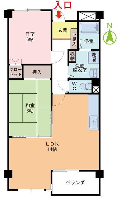 レナジア城東(2LDK/3階)の間取り写真