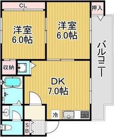 ライラックハウス(2DK/2階)の間取り写真