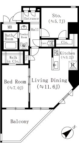 堀之内マンション(2LDK/12階)の間取り写真