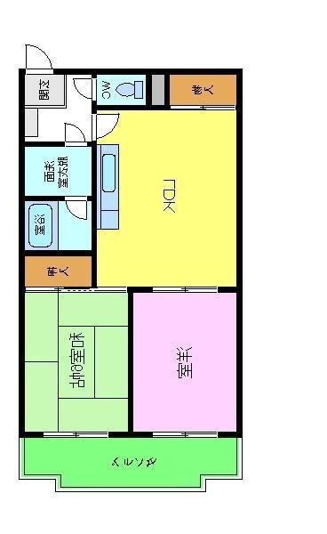 サニーコート中百舌鳥(2LDK/1階)の間取り写真