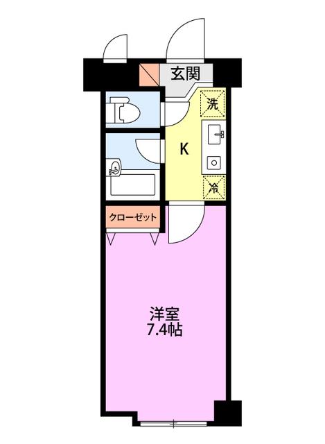 ワンノール米山A(1K/1階)の間取り写真