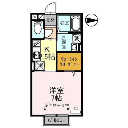 D-ROOMENOMOTO(1K/2階)の間取り写真