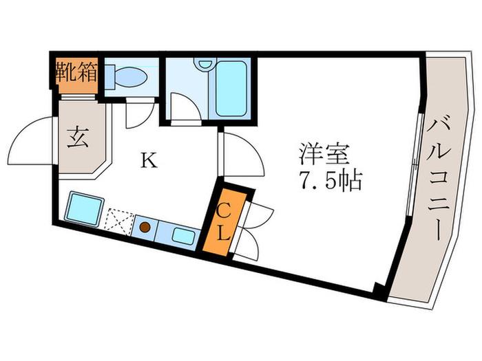 リヴィエールミヤ(1K/4階)の間取り写真