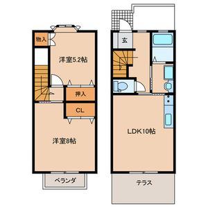 デスパシオR・T A棟(2LDK/1階)の間取り写真