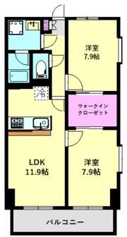 ハーモニーK(2LDK/2階)の間取り写真