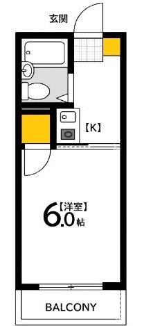 第7やたがいビル(1K/6階)の間取り写真