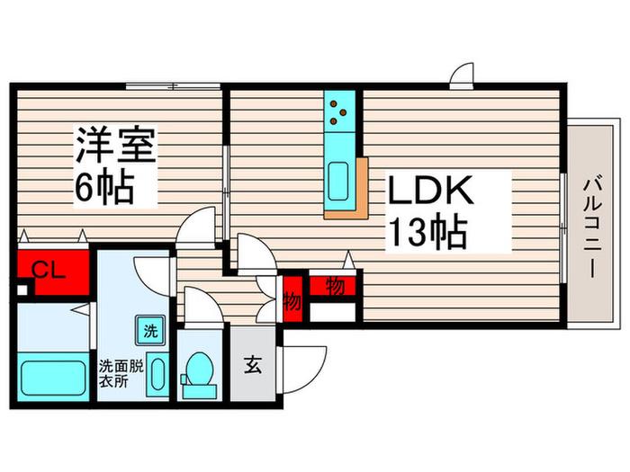TWIN LEAVES B(1LDK/1階)の間取り写真