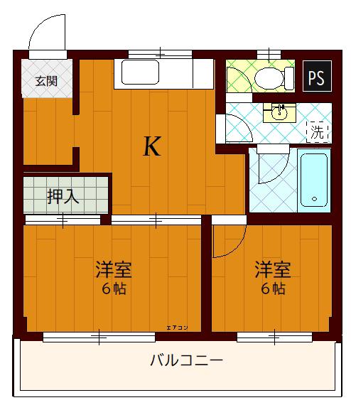 レナジア横浜保土ヶ谷(2DK/5階)の間取り写真