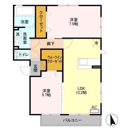 GFスクエア(2LDK/1階)の間取り写真