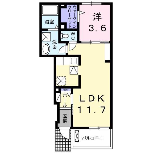 プレジール II(1LDK/1階)の間取り写真