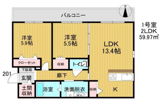 シャーメゾン西放出公園(2LDK/3階)の間取り写真