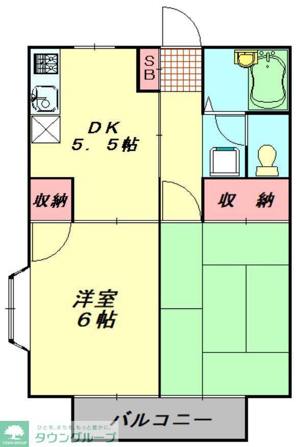 リューベル2(2DK/2階)の間取り写真