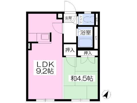 エステート麗 A棟(1LDK/1階)の間取り写真