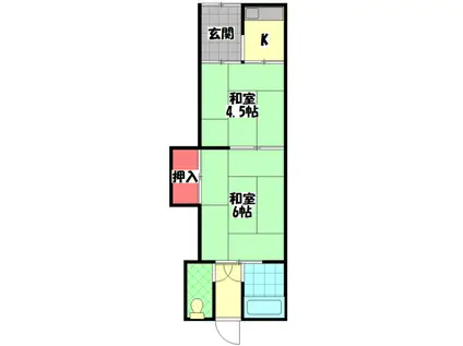 村田大庭町連棟平屋(2K/1階)の間取り写真